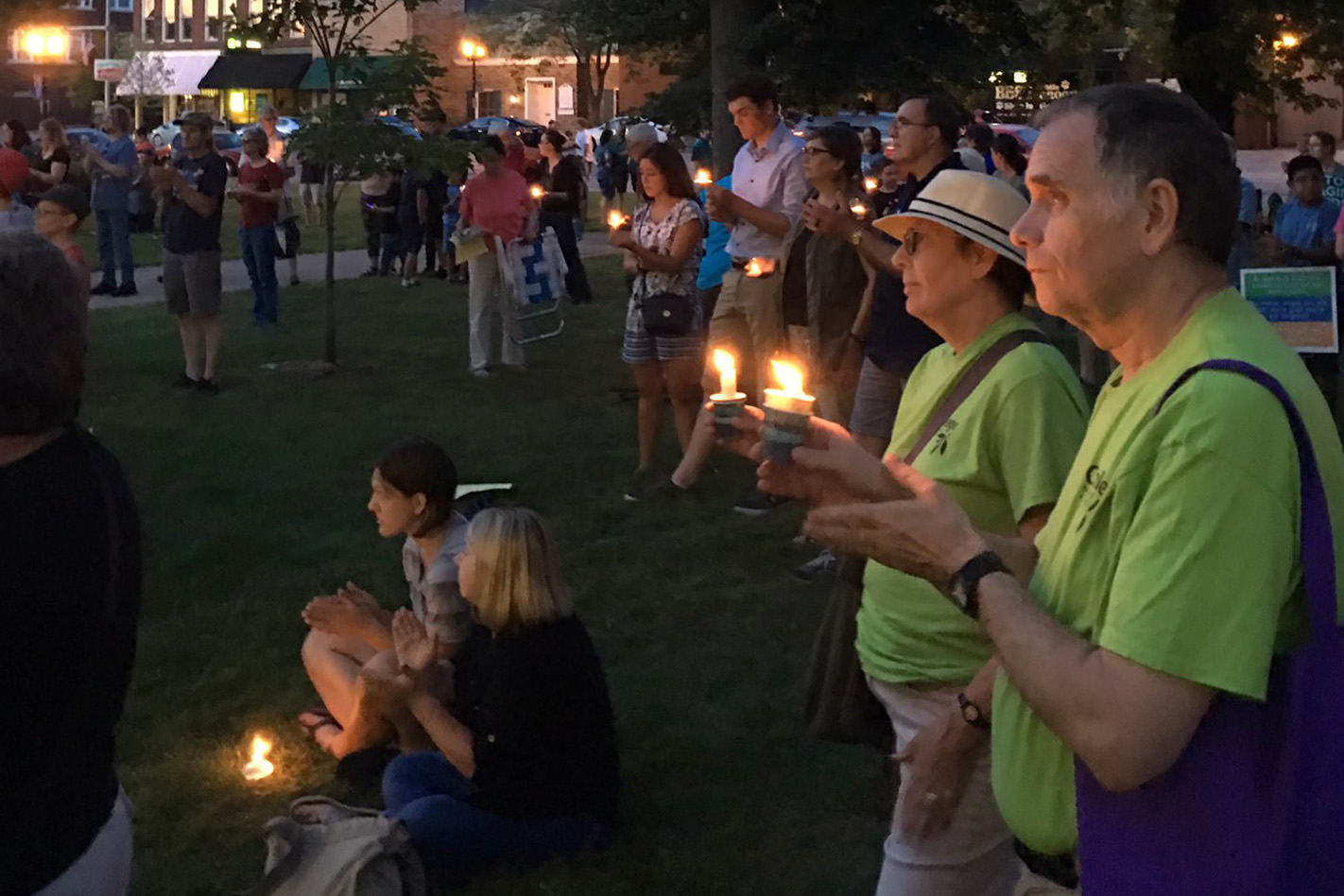 About 300 people joined a candlelight vigil in Goshen. (Tony Krabill/WVPE)